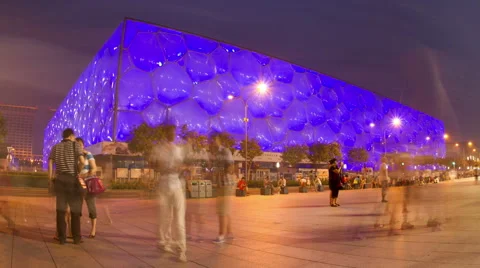 Beijing Olympic park at night HD. Stock Footage 40428031