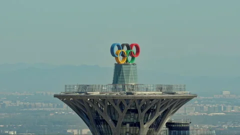 Beijing Olympic Park Observation Tower, China Stock Footage 300080476