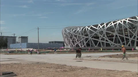 Beijing Olympic stadium construction, China Video stock 56590315