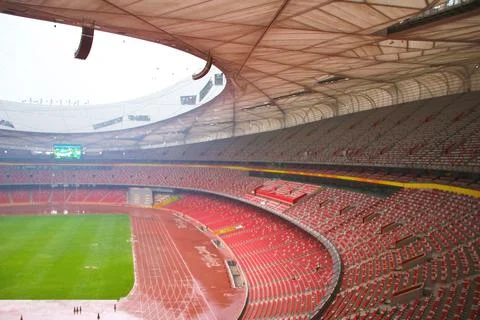 Beijing Olympic Stadium with empty stands Stock Photos