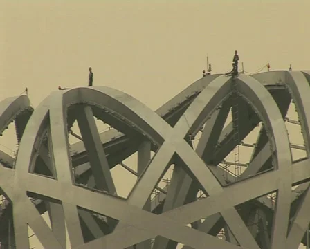 Beijing Olympic stadium under construction Stock Footage 285437