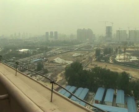 Beijing Olympic stadium under construction Stock Footage 285442