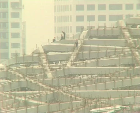 Beijing Olympic stadium under construction Stock Footage 285459