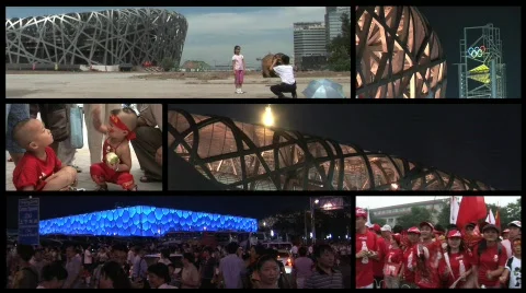 Beijing Olympics split screen Stock Footage 308653