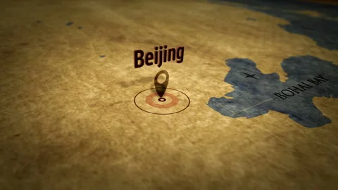 Beijing on retro map 스톡 동영상 110752891