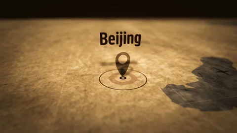 Beijing on retro sepia map Stock Footage 110752862