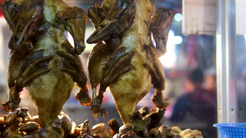Beijing roast duck hanging on the hook Stock Footage 311599624