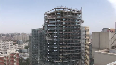Beijing skyline, skyscraper construction Stock Footage 56656014