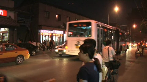 Beijing Street at Night 2 Stock Footage 328669