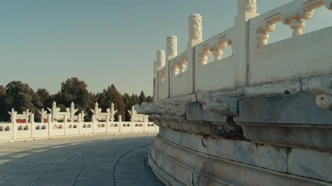 Beijing Temple of Heaven Circular Marble Terrace Balustrade with Carved Dragon Vídeos de archivo 337025590