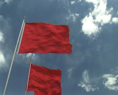  beijing Tiananmen square red flags chinese flag Stock Footage 312907