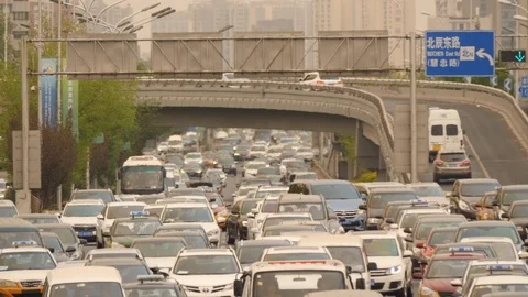 Beijing traffic jam. China. Stock Footage 111364414