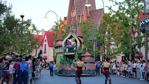 Beijing Universal Studios float parade Video stock 346234796