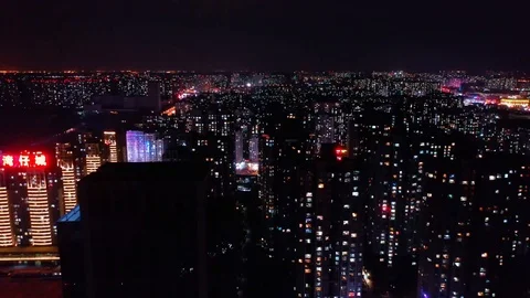 Beijing Yanjiao-night view2 Stock Footage