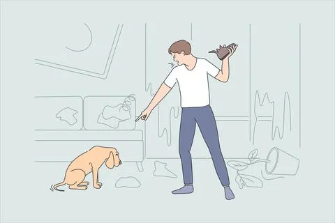 Being angry at pet concept 库存插图