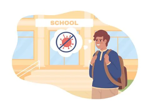 Being happy going back to school 2D vector isolated illustration Stock Illustration