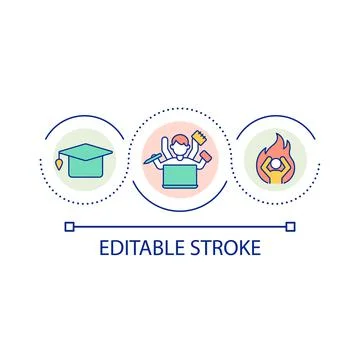 Being mentally exhausted from studying loop concept icon Stock Illustration