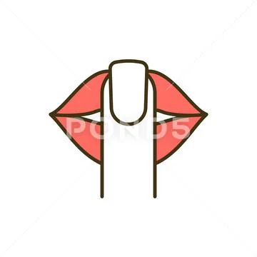 Being quiet person RGB color icon Стоковая иллюстрация