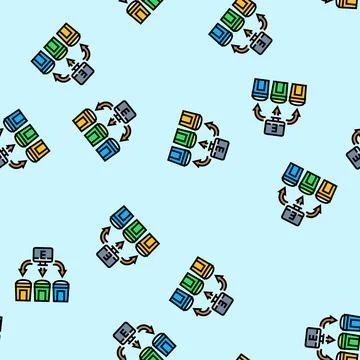 Being sorted recycling e waste pollution vector seamless pattern Illustrazione stock