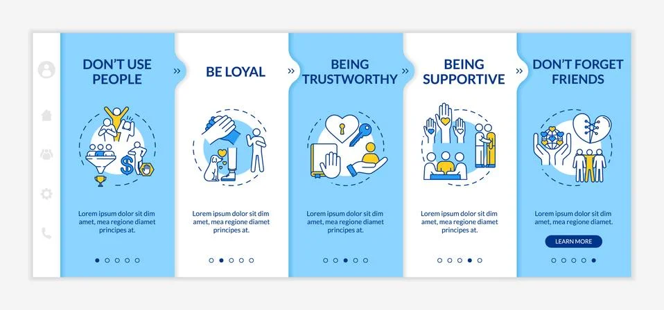 Being supportive onboarding vector template. Trustworthy friend. Compassion and Stock Illustration