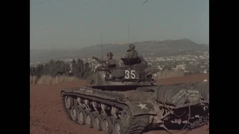 BEIRUT - 1958 - American soldiers set up outposts across Beirut as allies during 스톡 동영상 308176653