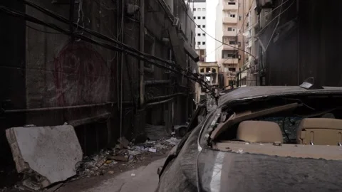 Beirut explosion aftermath scene of destruction, devastation and destroyed 스톡 동영상 138178651