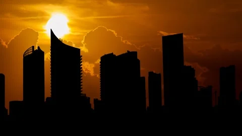 Beirut Skyline at Sunset, Time Lapse with Red Sun and Fiery Sky, Lebanon Stock Footage 262446684