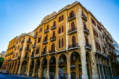 Beirut Yellow Colored Multi Level Buildings 03 Stock Photos