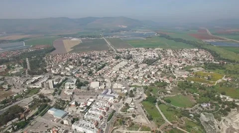 Beit She'an - Panoramic view of the modern and the ancient citys Stock Footage 67580472