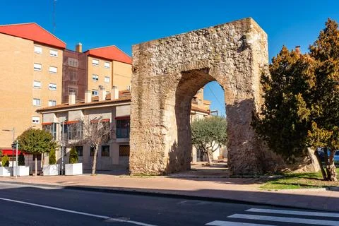 Bejanque Gate, remains of the old medieval wall that surrounded the city of.. Stock Photos