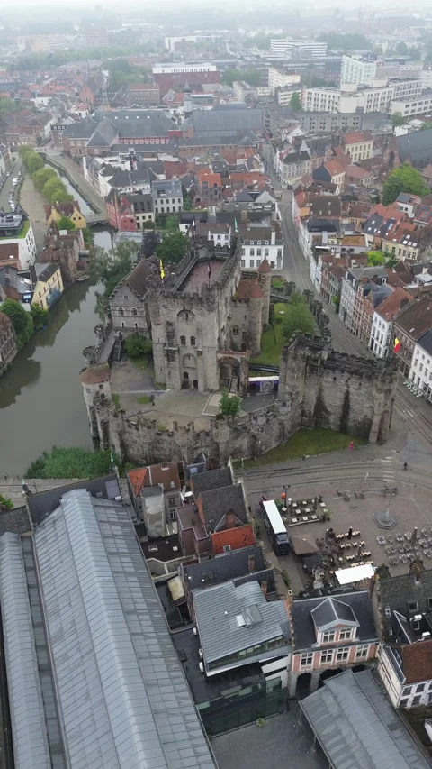BEL-drone video Counts of Flanders Castle Ghent Belgium europe-3 Stock Footage 302597624