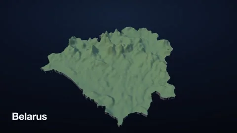 Belarus 3D elevation relief map Stock Footage 340608740