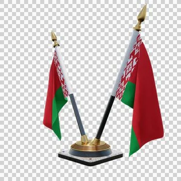 Belarus 3d illustration flag on pole. Wood flagpole Stockillustratie