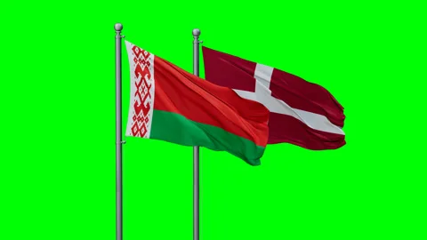 Belarus and Denmark flags Video stock 292792532