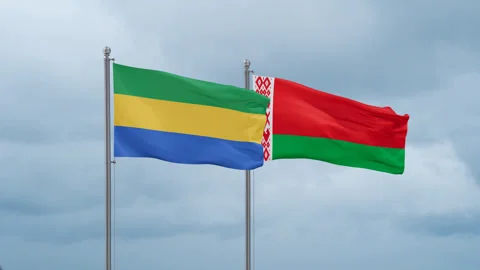Belarus and Gabon flags Video stock 256298319