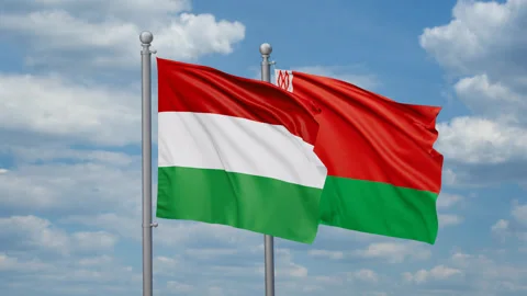 Belarus and Hungary flags Stock Footage 269320076