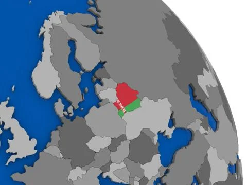 Belarus and its flag on globe Illustrazione stock