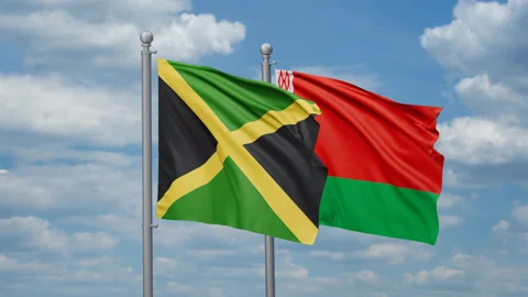 Belarus and Jamaica flags Stock Footage 271125345