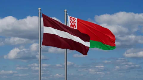 Belarus and Latvia flags Stock Footage 285254667
