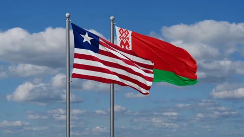 Belarus and Liberia flags Stock Footage 288391161