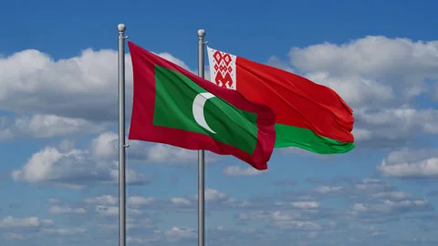 Belarus and Maldives flags Stock Footage 288136878