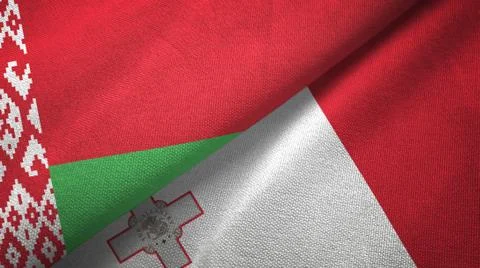 Belarus and Malta two flags textile cloth, fabric texture Stock Illustration