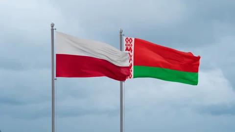 Belarus and Poland flags Stock Footage 252429930