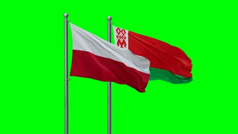 Belarus and Poland flags Stock Footage 289655812