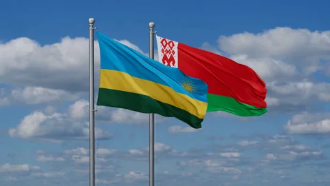 Belarus and Rwanda flags Stock Footage 287952617