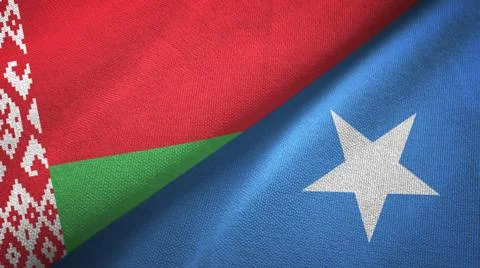 Belarus and Somalia two flags textile cloth, fabric texture Stock Illustration