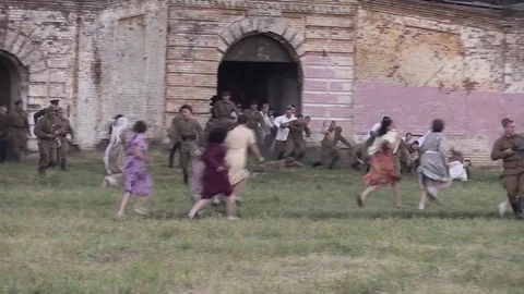 Belarus, Brest - June 22, 2017: simulation of the battle of Brest fortress Stock Footage 77237568