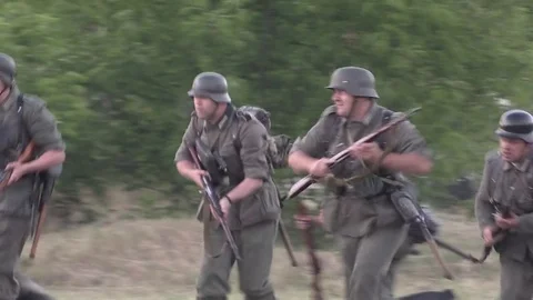 Belarus, Brest - June 22, 2017: simulation of the battle of Brest fortress Stock Footage 77237622