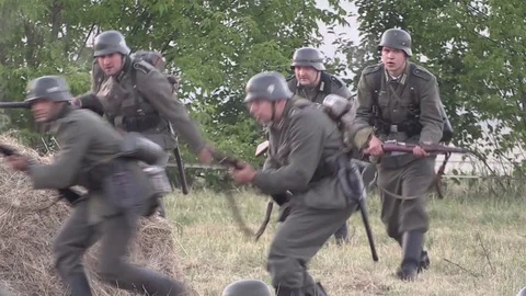 Belarus, Brest - June 22, 2017: simulation of the battle of Brest fortress Stock Footage 77237688