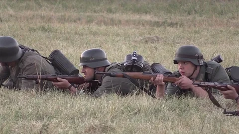 Belarus, Brest - June 22, 2017: simulation of the battle of Brest fortress Stock Footage 77237775